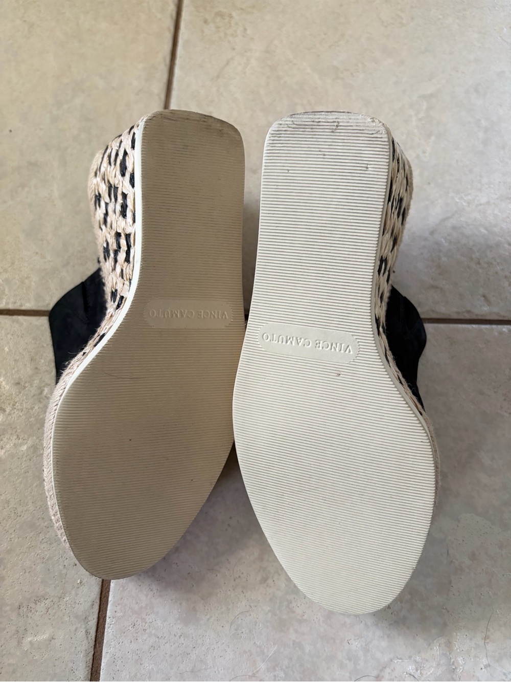 Vince Camuto Brissia Black Suede Espadrille Wedge Sandal Mules - Picture 5 of 6